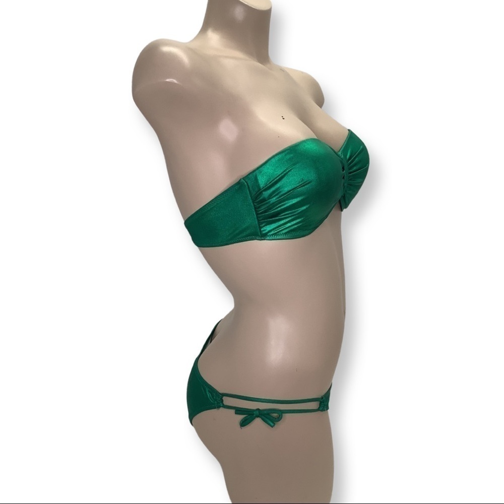 Metallic Vintage Siyaqi Emerald Green Bikini Set Size 40 - Picture 2 of 9